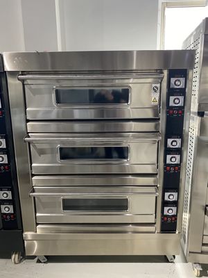 0.1kw 電動デッキオーブン パンのための 3 デッキ 12 トレイ ガスのパン屋 タイム制御のオーブン