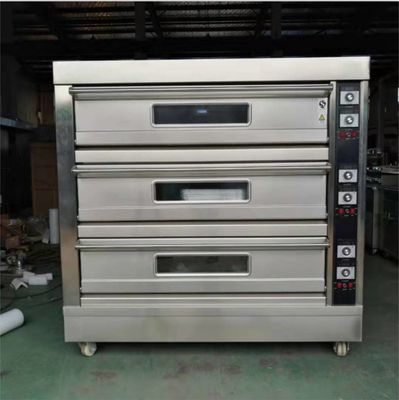 0.1kw 電動デッキオーブン パンのための 3 デッキ 12 トレイ ガスのパン屋 タイム制御のオーブン
