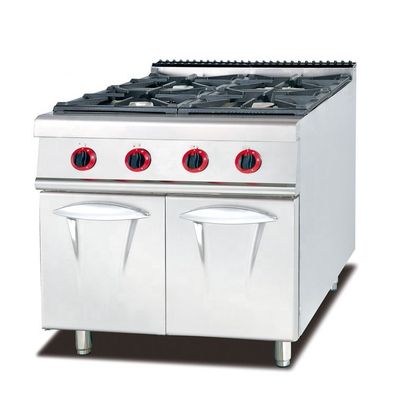 4つのバーナーと貯蔵キャビネットを持つ独立商用食品調理ストーブ